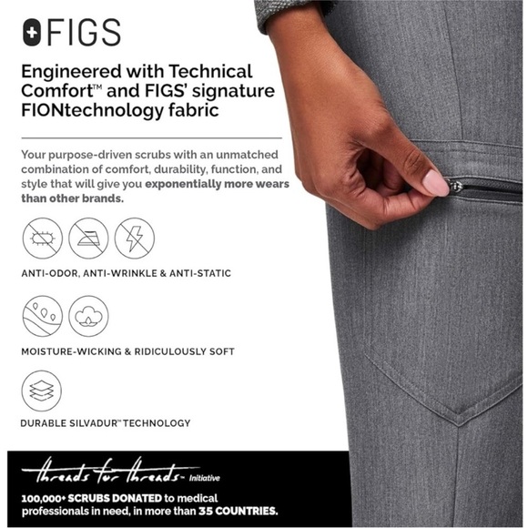 FIGS grey high waisted Zamora jogger scrub pant size xs - Picture 6 of 11